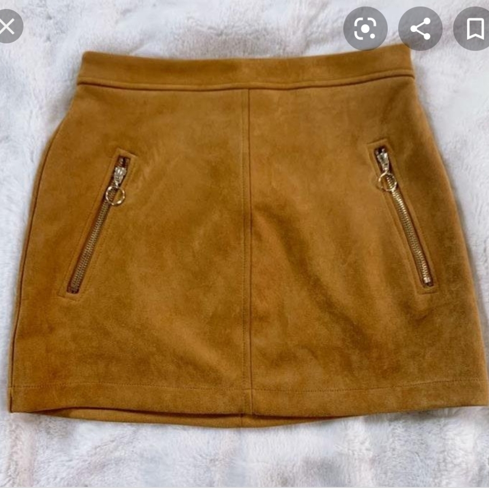 ‼️ 3/$20 Forever 21 Camel/Mustard Yellow Suede Skirt - Picture 2 of 5